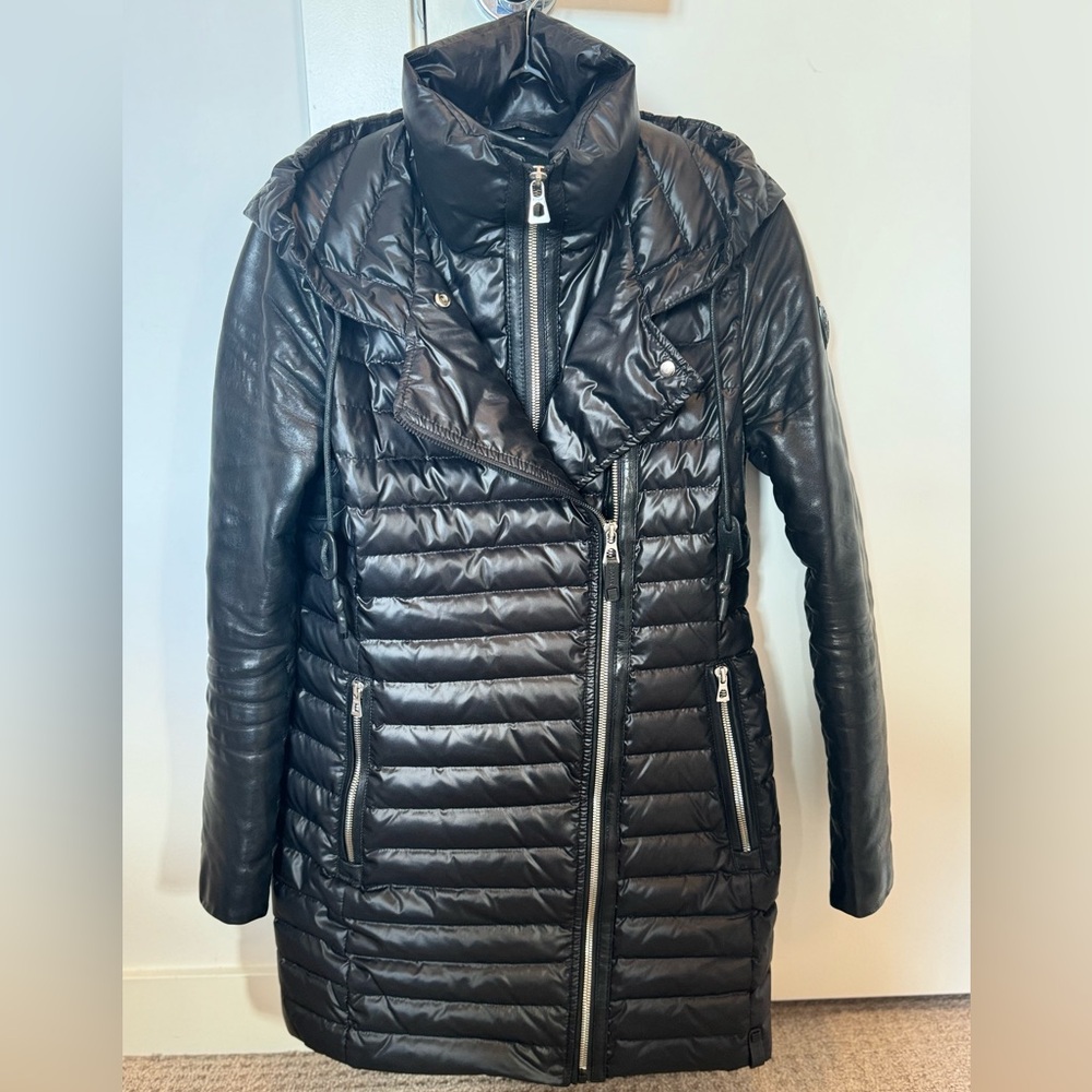 Rudsak Lightweight Down Jacket with Leather Sleeves - size XS